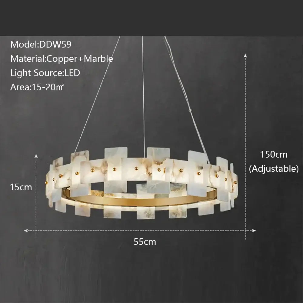 Modern gold led marble chandelier for living room