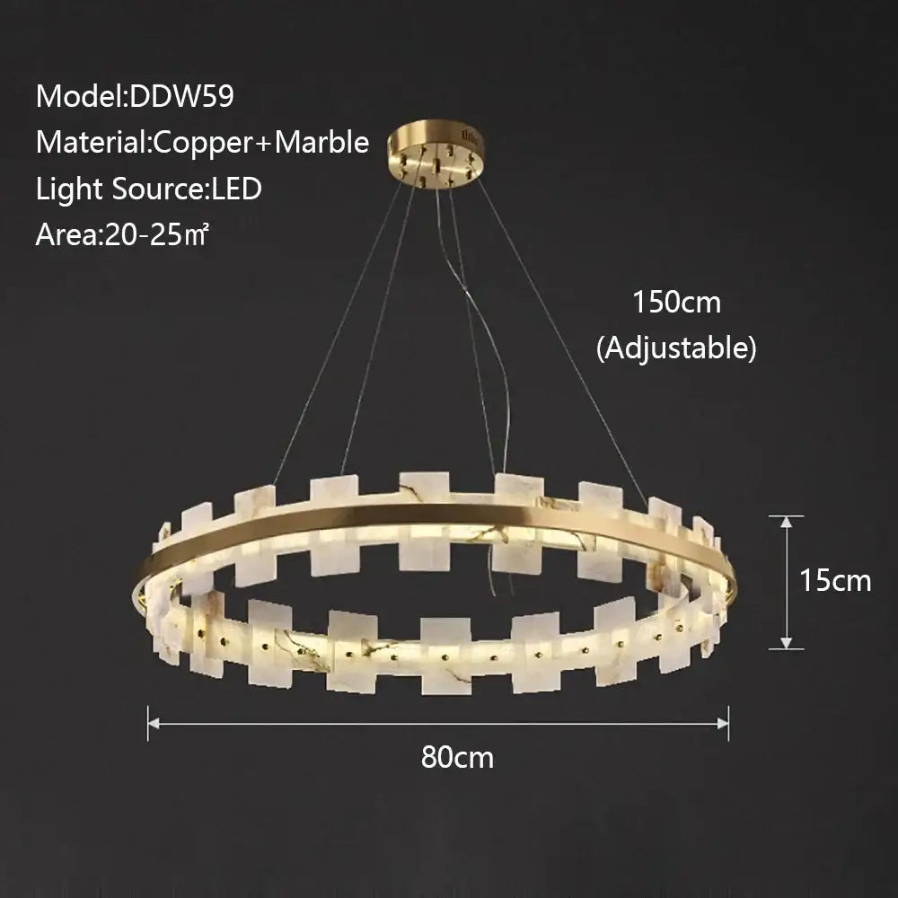 Modern gold led marble chandelier for living room
