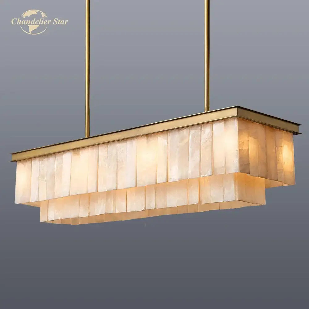Amber glace calcite chandelier brass led marble glace dining room
