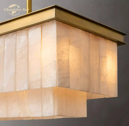 Amber glace calcite chandelier brass led marble glace dining room