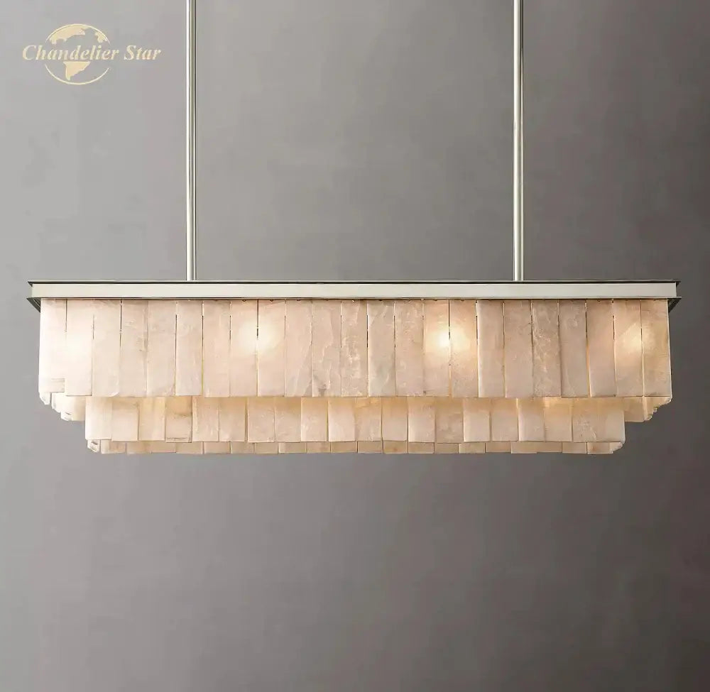 Amber glace calcite chandelier brass led marble glace dining room