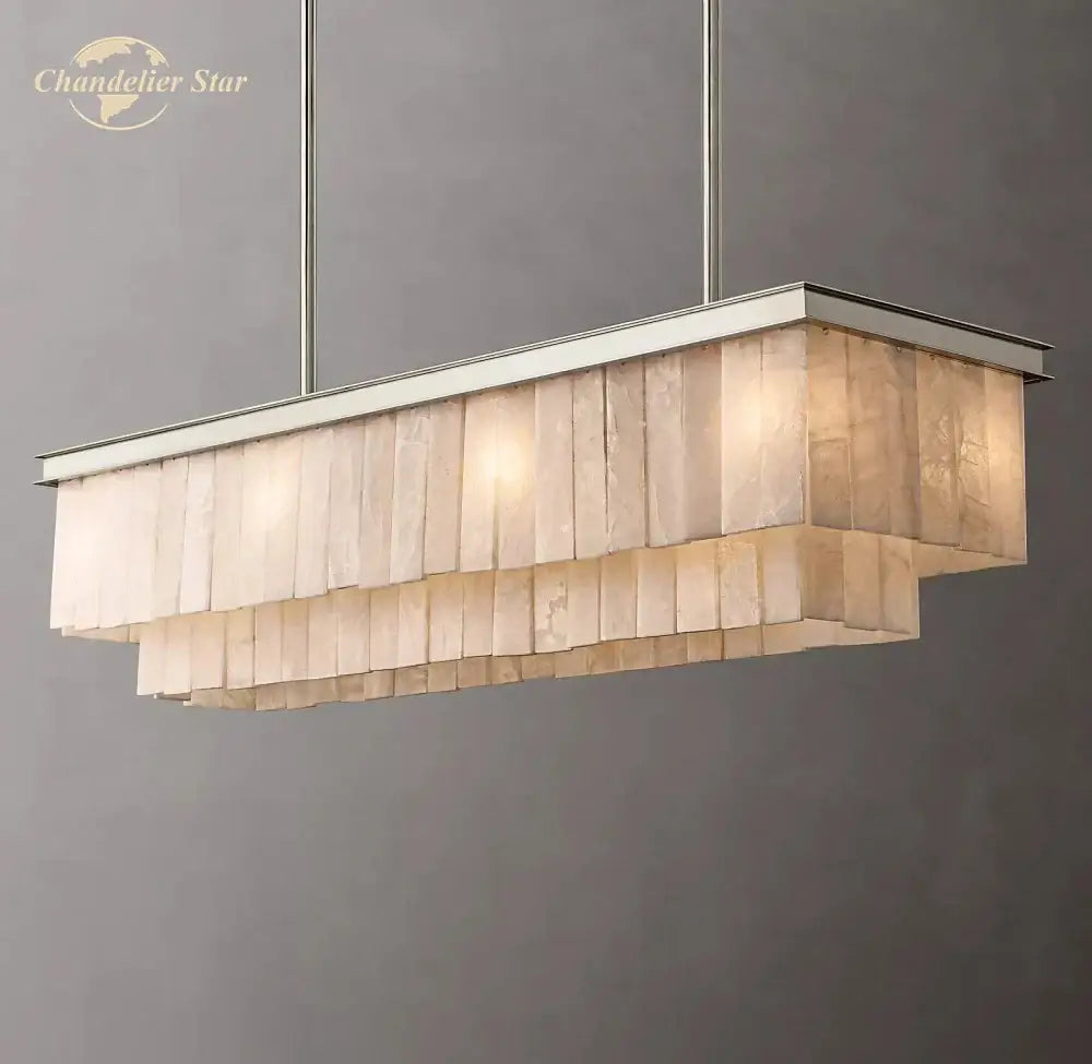 Amber glace calcite chandelier brass led marble glace dining room