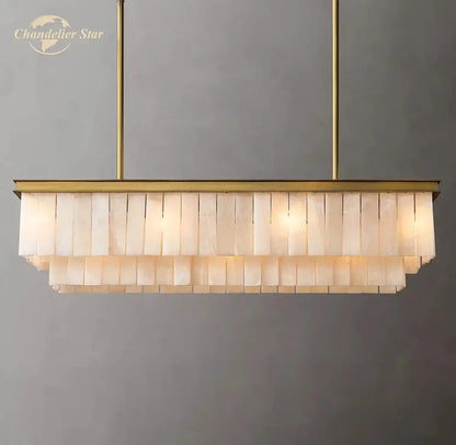 Amber glace calcite chandelier brass led marble glace dining room