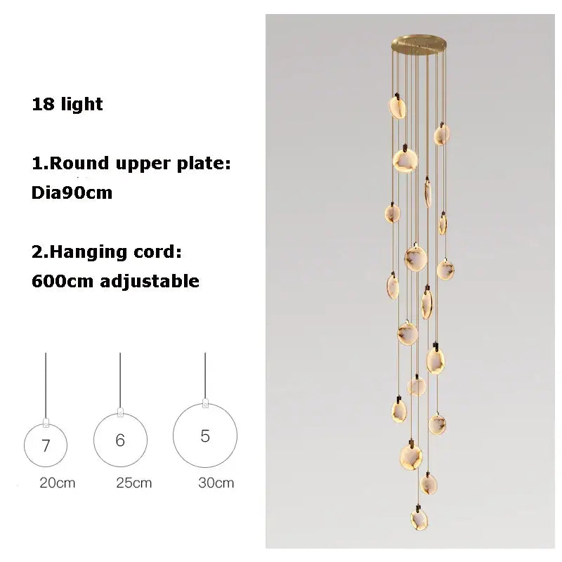 Modern led marble gold chandelier for living room