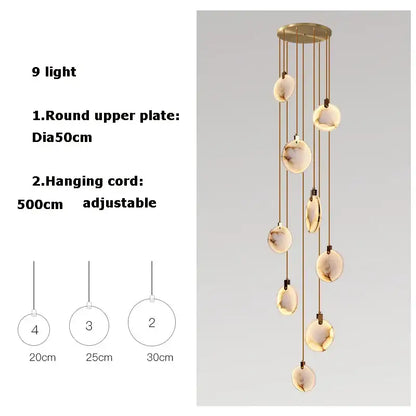 Modern led marble gold chandelier for living room