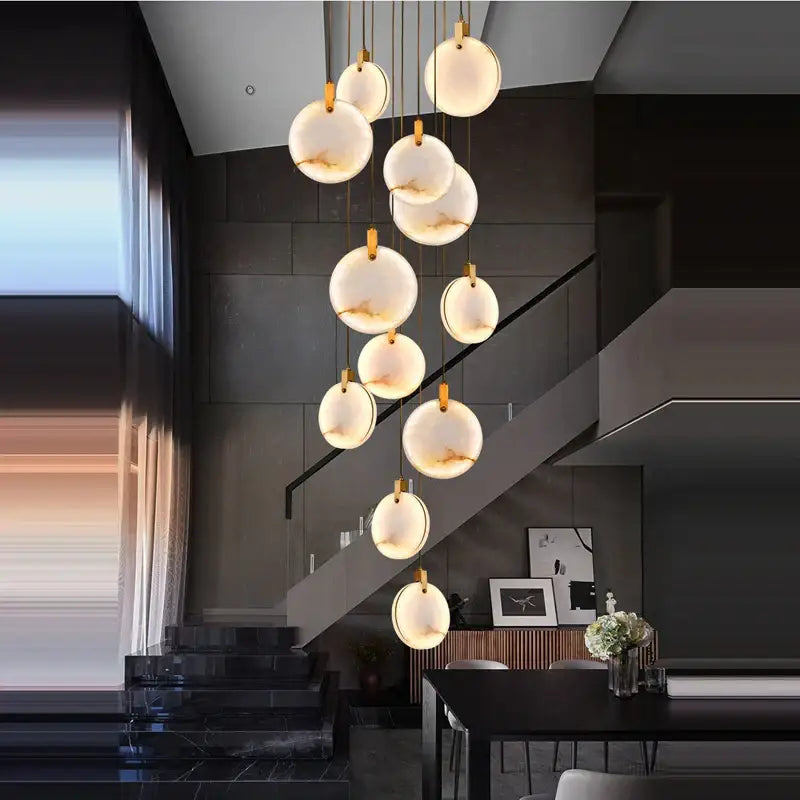 Modern led marble gold chandelier for living room