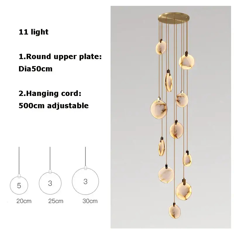 Modern led marble gold chandelier for living room