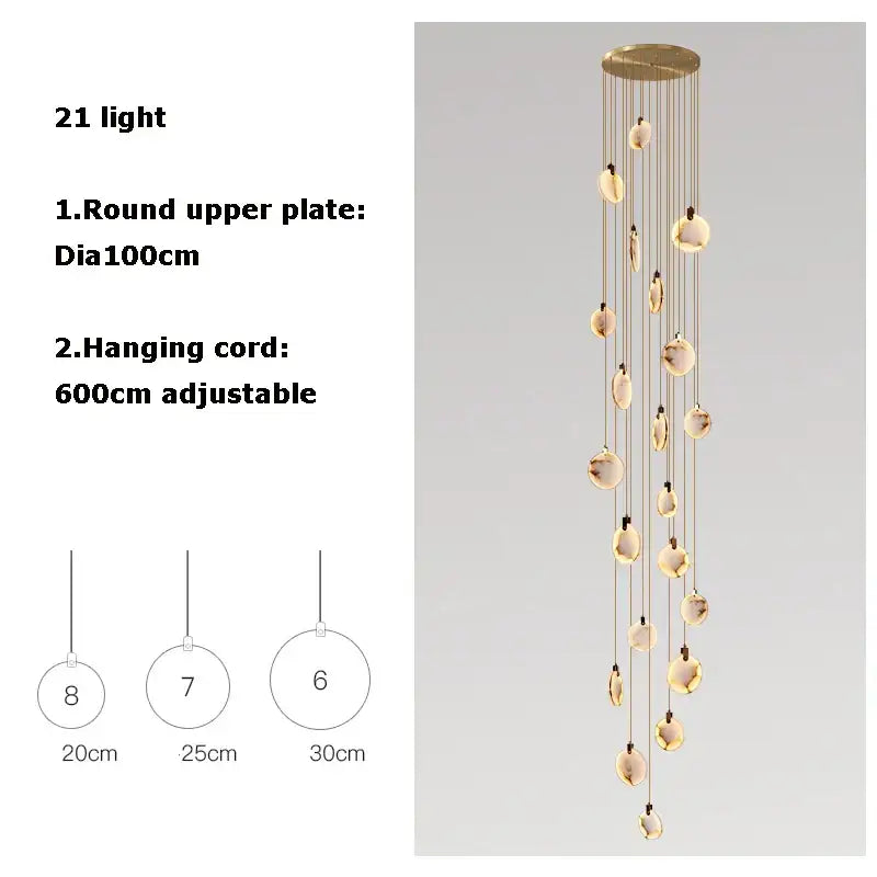 Modern led marble gold chandelier for living room