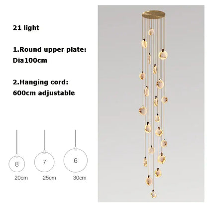 Modern led marble gold chandelier for living room