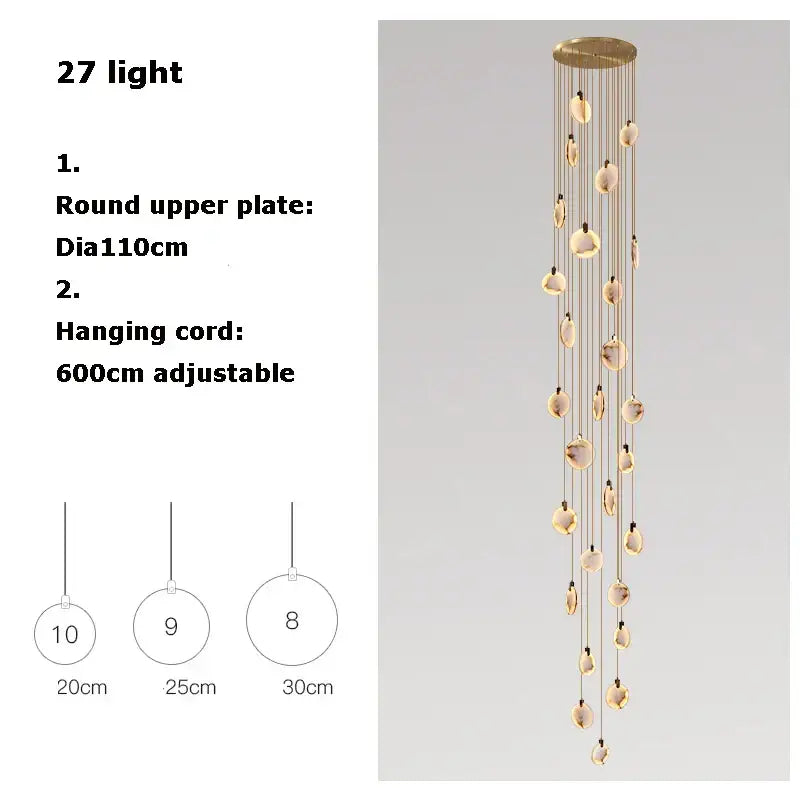 Modern led marble gold chandelier for living room