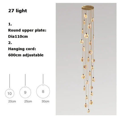 Modern led marble gold chandelier for living room