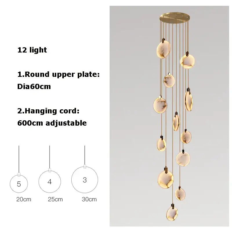 Modern led marble gold chandelier for living room