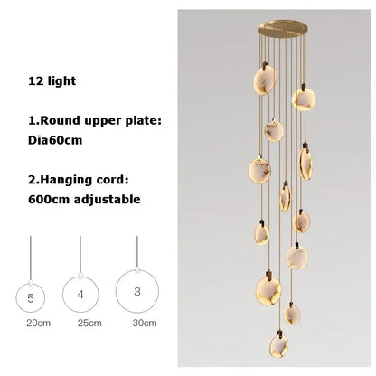 Modern led marble gold chandelier for living room