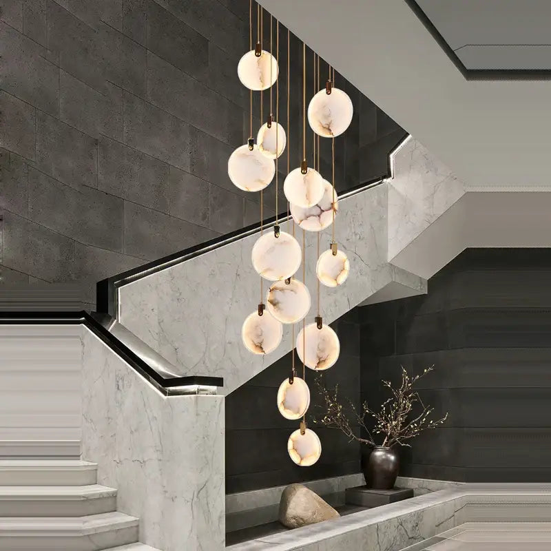 Modern led marble gold chandelier for living room