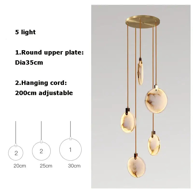 Modern led marble gold chandelier for living room