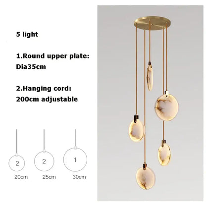 Modern led marble gold chandelier for living room