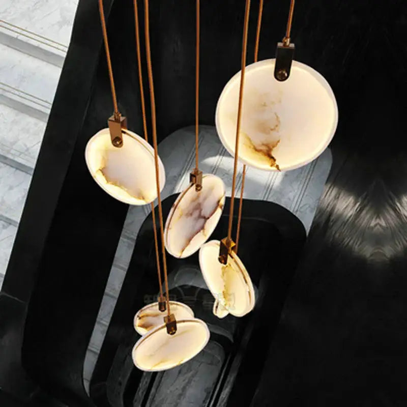 Modern led marble gold chandelier for living room