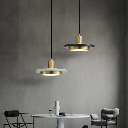 Modern black & white marble led pendant lamp for dining room