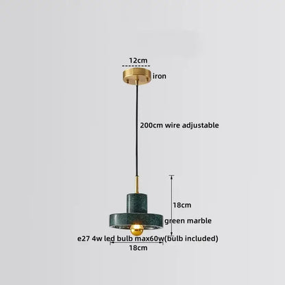 Modern black & white marble led pendant lamp for dining room