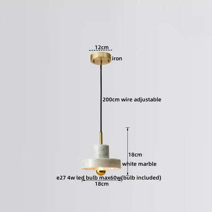 Modern black & white marble led pendant lamp for dining room