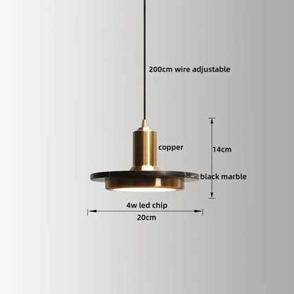 Modern black & white marble led pendant lamp for dining room
