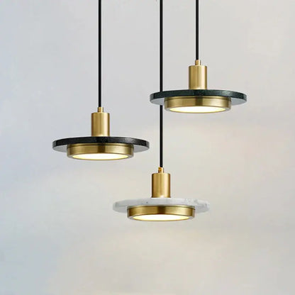 Modern gold led marble pendant lights black & white dining room