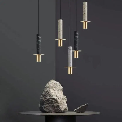Modern led marble stone pendant light black white & pink dining room