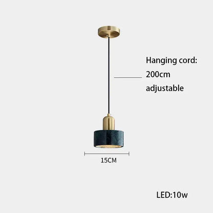 Modern led marble stone pendant light black white & pink dining room