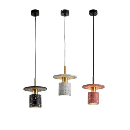 Modern led marble stone pendant light black white & pink dining room