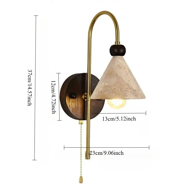Modern brass and wood marble wall light bedroom sconcex