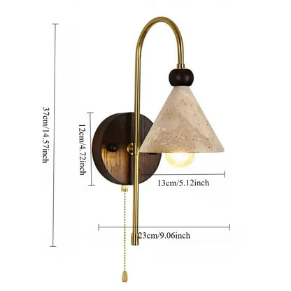 Modern brass and wood marble wall light bedroom sconcex