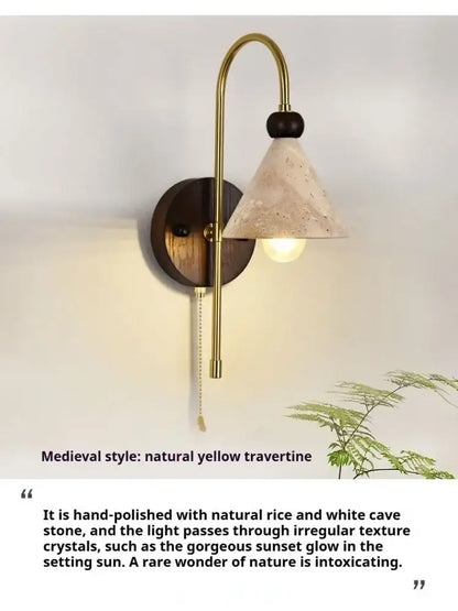 Modern brass and wood marble wall light bedroom sconcex