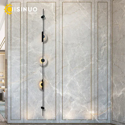 Minimalist black metal led marble wall lights living room sconces