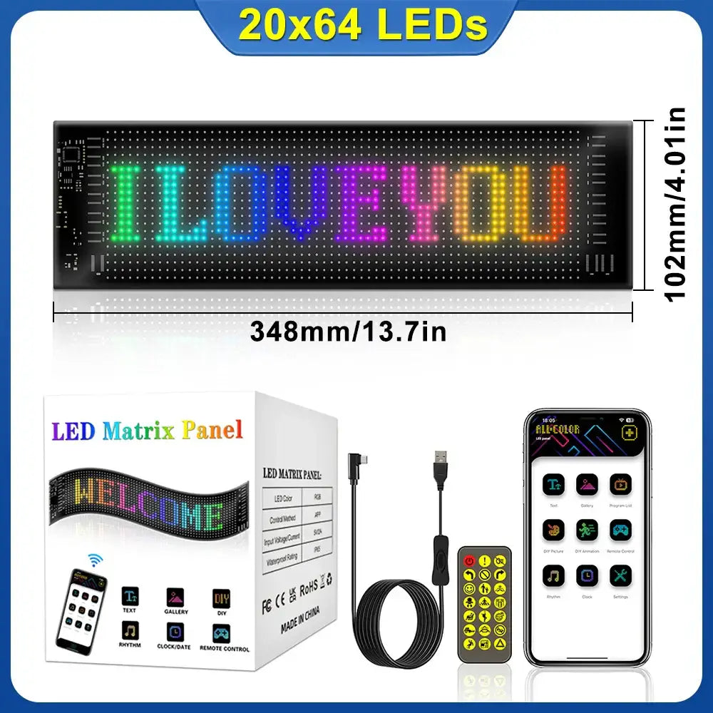 Programmable red & blue led matrix panel bedroom cartoon wall decor