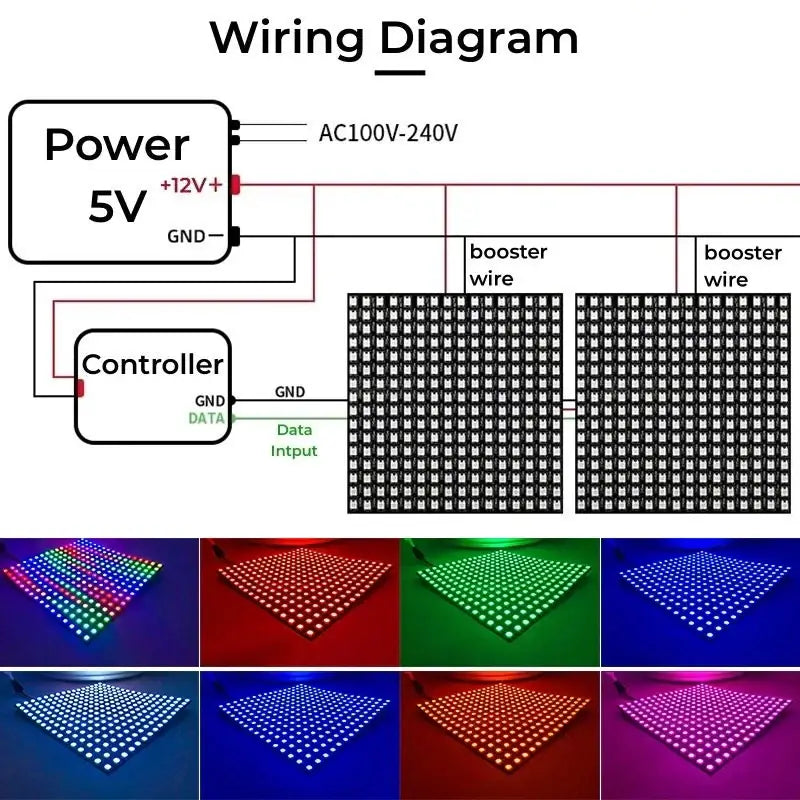 Flexible ws2812b led matrix panel light for gaming room effects