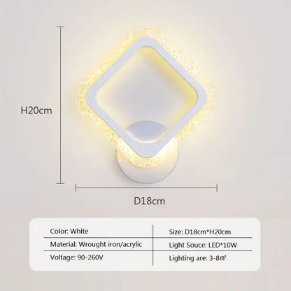 Modern black & white led metal acrylic wall light bedroom sconce