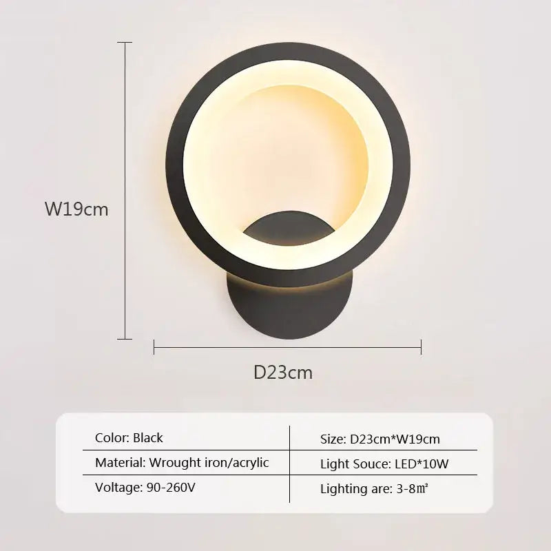 Modern black & white led metal acrylic wall light bedroom sconce
