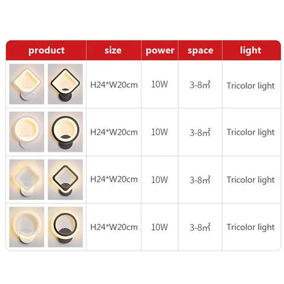 Modern black & white led metal acrylic wall light bedroom sconce