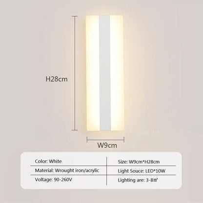 Modern black & white led metal acrylic wall light bedroom sconce