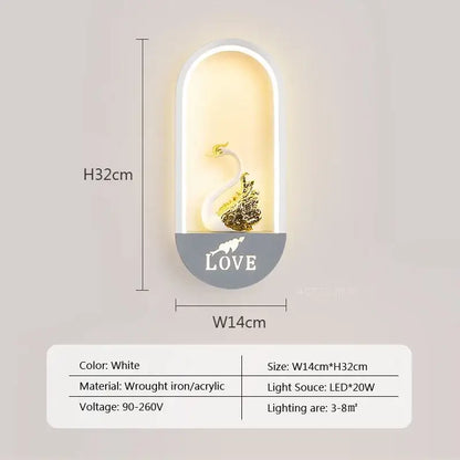 Modern black & white led metal acrylic wall light bedroom sconce