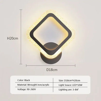Modern black & white led metal acrylic wall light bedroom sconce