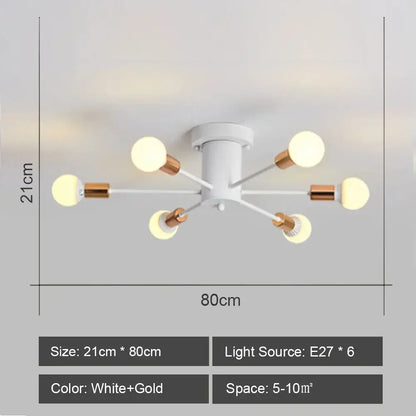 Modern starburst led metal chandeliers living room ceiling light