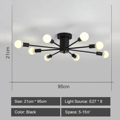 Modern starburst led metal chandeliers living room ceiling light