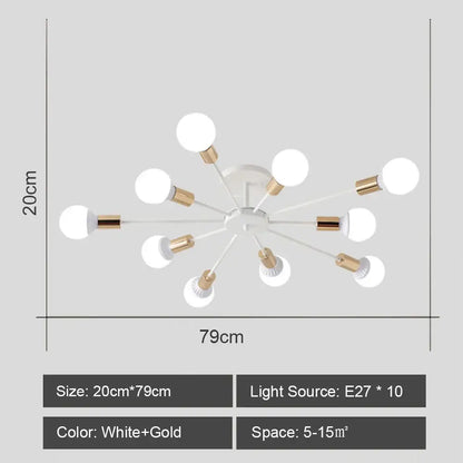 Modern starburst led metal chandeliers living room ceiling light