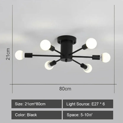 Modern starburst led metal chandeliers living room ceiling light