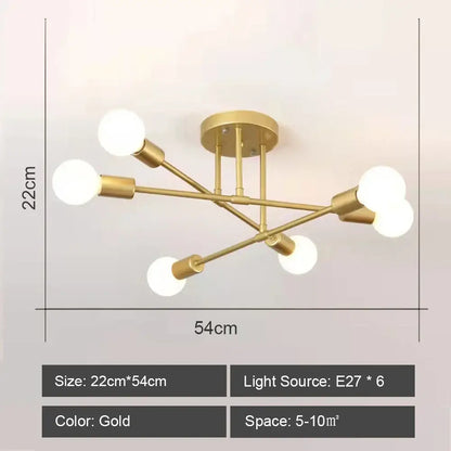 Modern starburst led metal chandeliers living room ceiling light