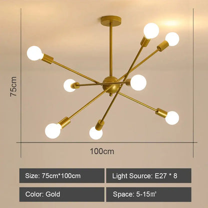 Modern starburst led metal chandeliers living room ceiling light