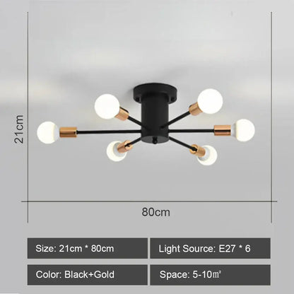 Modern starburst led metal chandeliers living room ceiling light
