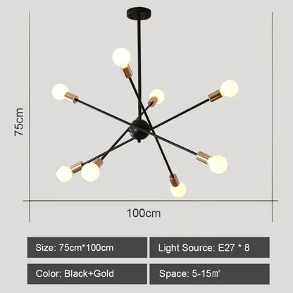 Modern starburst led metal chandeliers living room ceiling light