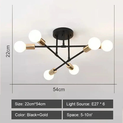 Modern starburst led metal chandeliers living room ceiling light